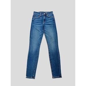 Outerknown High Rise Skinny Ankle Jean 25 Blue Stretch Whiskering Ankle Med Wash